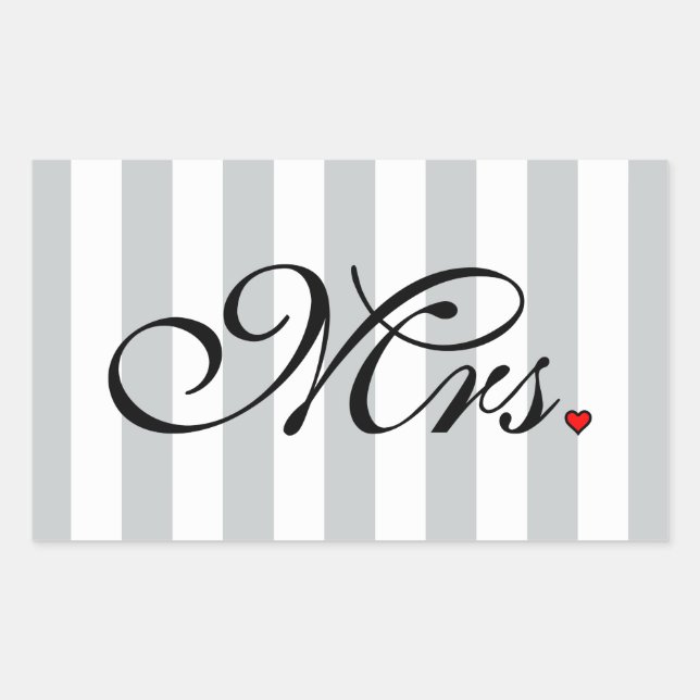 Mrs. Wife Bride Click to Customise Colour Stripes Rectangular Sticker (Front)