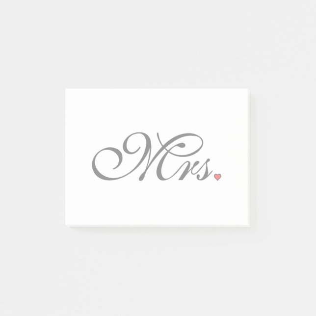 Mrs. Wife Bride His Her Newly Weds Post-it Notes (Front)