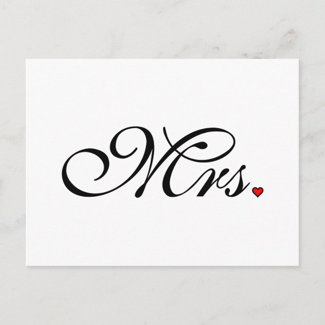 Mrs. Wife Bride His Her Newly Weds Postcard (Front)