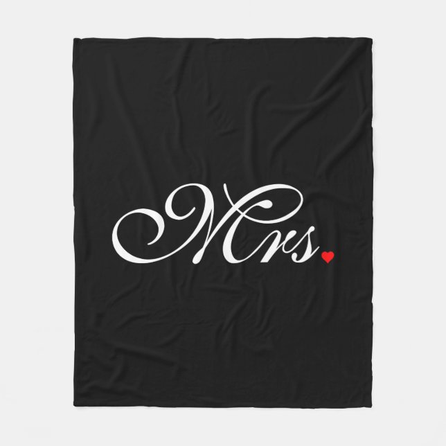 Mrs. Wife Bride His Hers Newly Weds Fleece Blanket (Front)