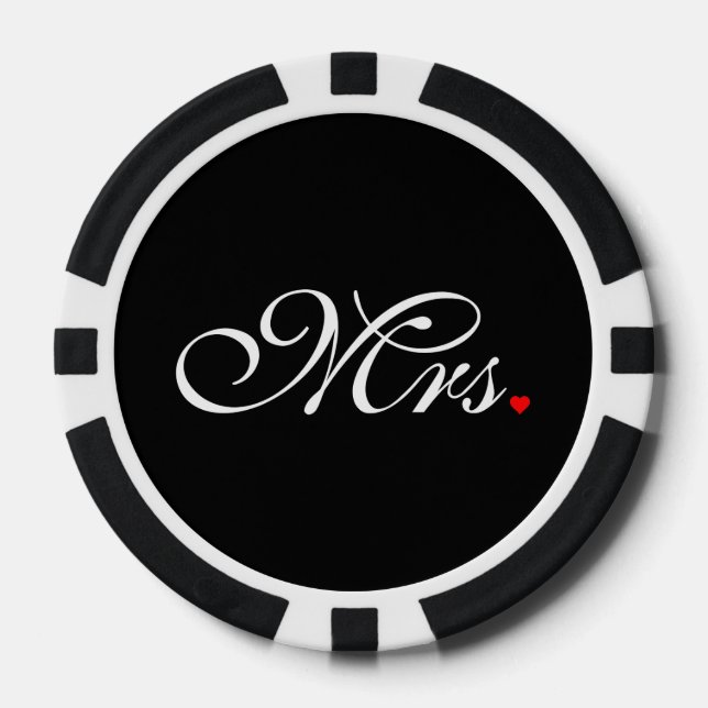 Mrs. Wife Bride His Hers Newly Weds Poker Chips (Front)