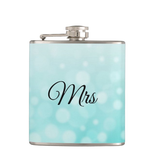 Mrs Wife Hers Teal Flask (Front)