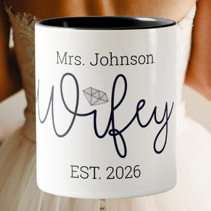 Mrs Wifey Est Year   Personalised Newlywed Coffee Two-Tone Coffee Mug