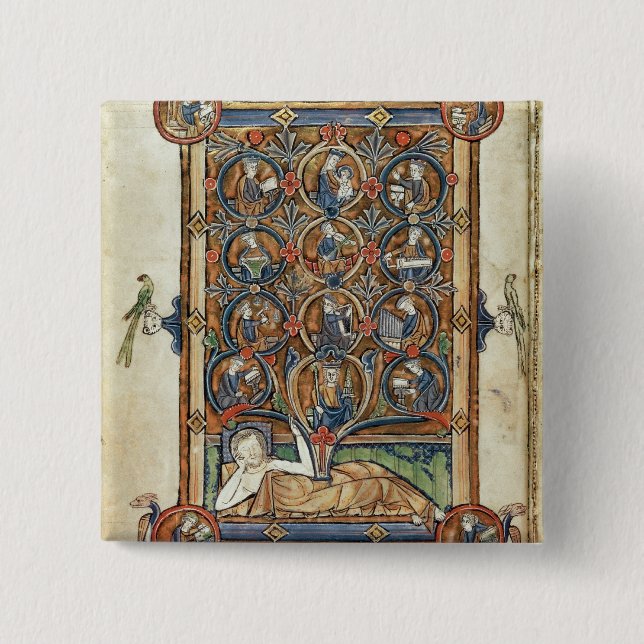 Ms 21926 The Tree of Jesse from a psalter 15 Cm Square Badge (Front)