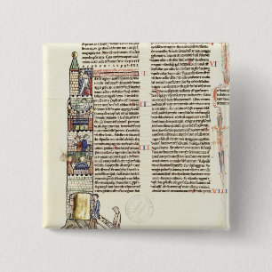 Ms 21 f.167v Construction of a Tower 15 Cm Square Badge