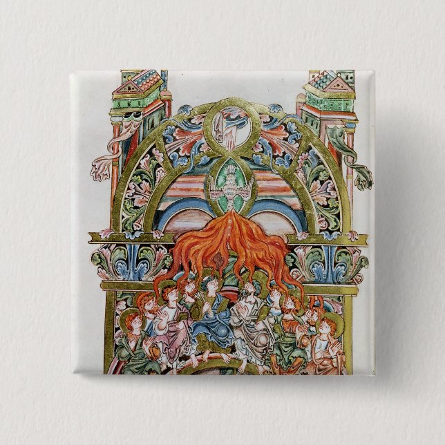 Ms 369  f.29v Pentecost 15 Cm Square Badge (Front)