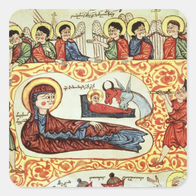 Ms 404 fol.1v The Nativity, from a Gospel Square Sticker (Front)