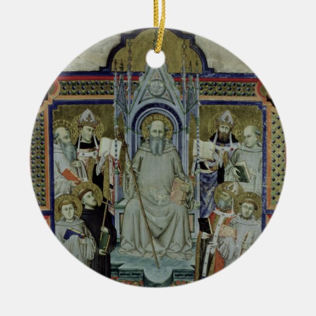 Ms 501 St. Benedict (vellum) Ceramic Tree Decoration (Front)