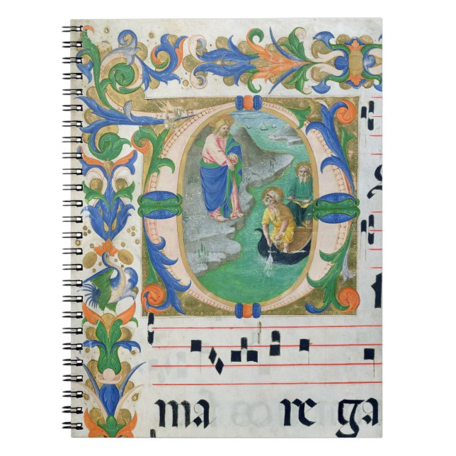 Ms 515 f.1r The Miraculous Draught of Fishes, from Notebook (Front)