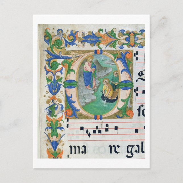 Ms 515 f.1r The Miraculous Draught of Fishes, from Postcard (Front)