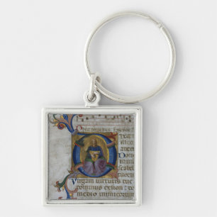Ms 531 f.169v Historiated initial 'D' depicting Ki Key Ring