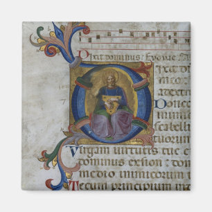 Ms 531 f.169v Historiated initial 'D' depicting Ki Magnet