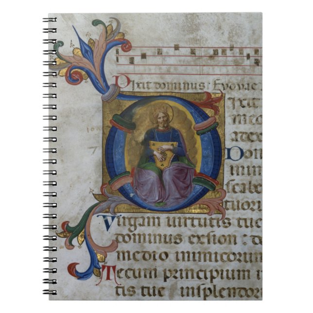 Ms 531 f.169v Historiated initial 'D' depicting Ki Notebook (Front)