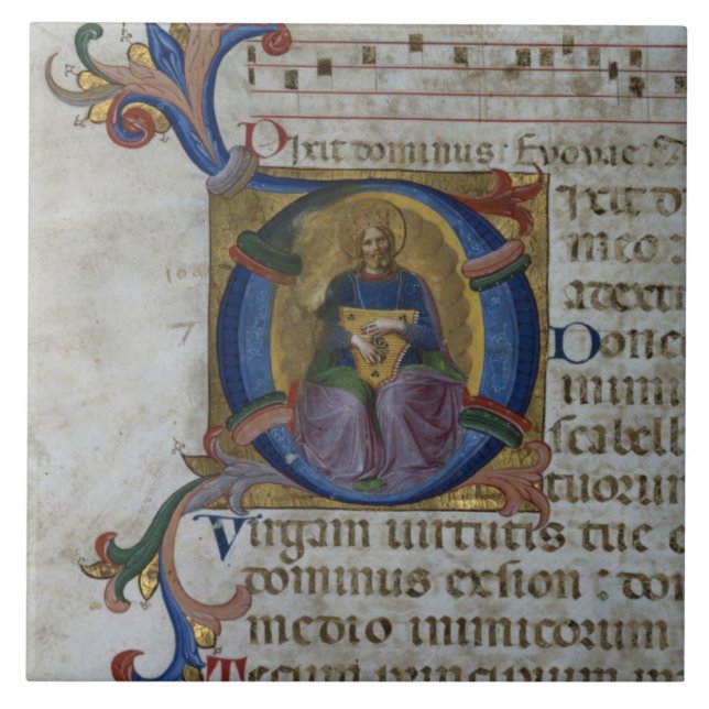 Ms 531 f.169v Historiated initial 'D' depicting Ki Tile (Front)