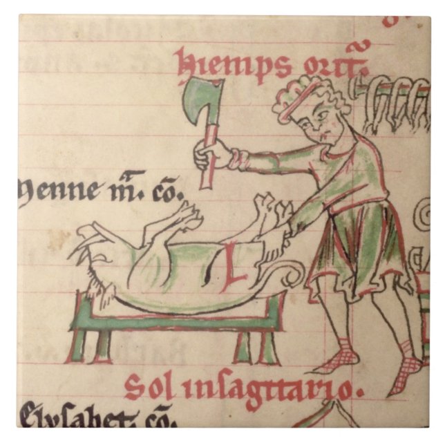 Ms 54. f.6r November: Killing the Pig, from a Cist Tile (Front)