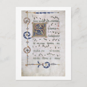 Ms 564 f.13v Page with historiated initial 'S' dep Postcard