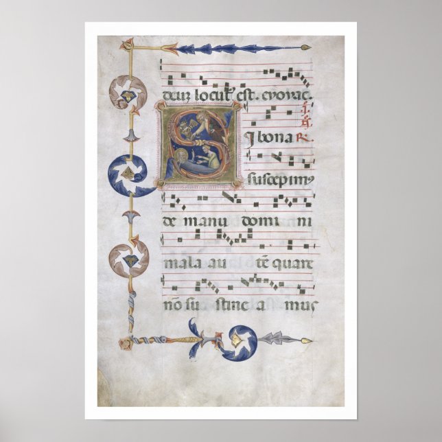 Ms 564 f.13v Page with historiated initial 'S' dep Poster (Front)