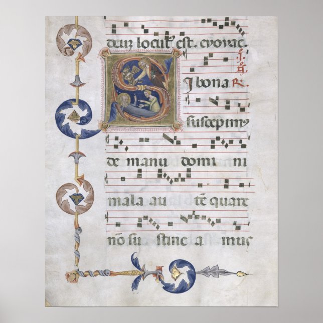 Ms 564 f.13v Page with historiated initial 'S' dep Poster (Front)