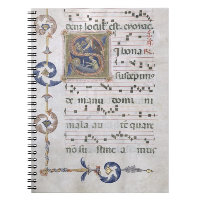 Ms 564 f.13v Page with historiated initial 'S' dep Spiral Notebook (Front)