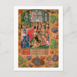 Ms Add 25698 f.3 Illuminated page from a Book of H Postcard