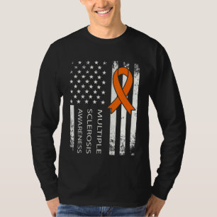 Ms Awareness, Distressed Flag And Orange Ribbon 1 T-Shirt