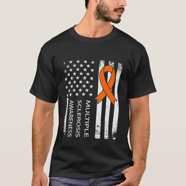 MS Awareness Multiple Sclerosis Distressed Flag  1 T-Shirt (Front)