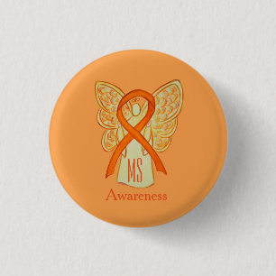 MS Awareness Ribbon Orange Angel Custom Buttons