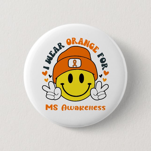 MS Awareness Ribbon Support Gifts 6 Cm Round Badge (Front)