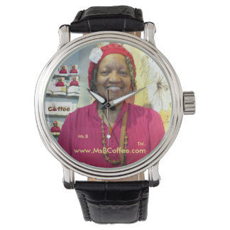 Ms. B Coffee-Black Vintage Leather Watch
