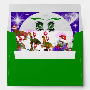 Ms. Christmas Moon Santa & Weenie Dogs Envelopes