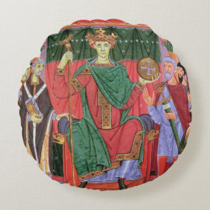 Ms Cim.4453 f.42r Holy Roman Emperor Otto III Enth Round Cushion