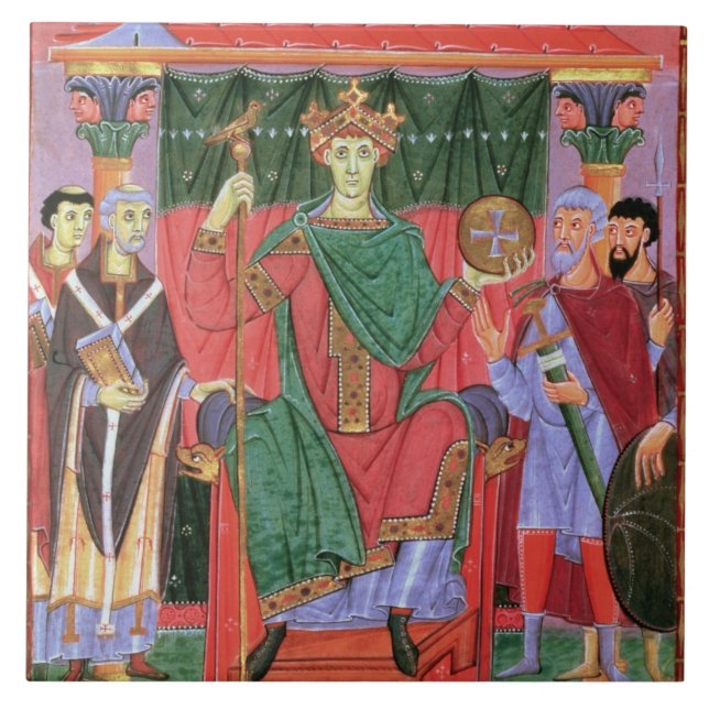 Ms Cim.4453 f.42r Holy Roman Emperor Otto III Enth Tile (Front)