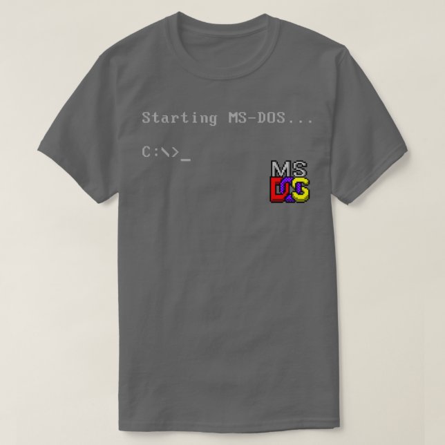 MS DOS Prompt Retro Computer Nerd Nostalgia T-Shirt (Design Front)