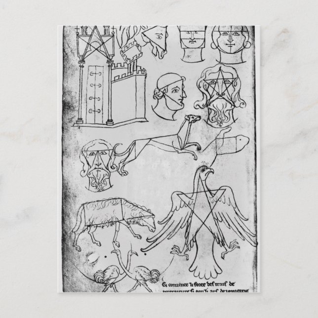 Ms Fr 19093 fol.18v Various drawings Postcard (Front)