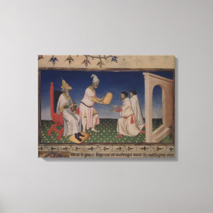 Ms Fr 2810 f.3v Kublai Khan (1214-94) giving his g Canvas Print
