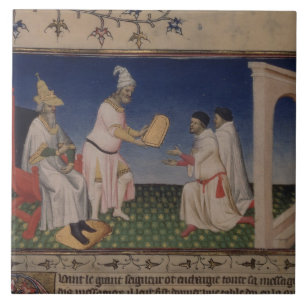 Ms Fr 2810 f.3v Kublai Khan (1214-94) giving his g Tile