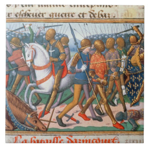 Ms Fr 5054 f.11 The Battle of Agincourt, 1415, fro Tile