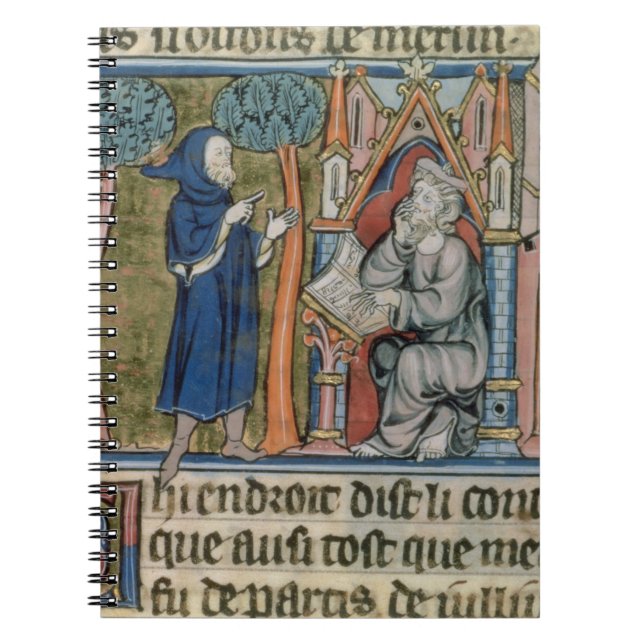 Ms Fr. 95 f.268 Merlin dictates the story to Blais Spiral Notebook (Front)