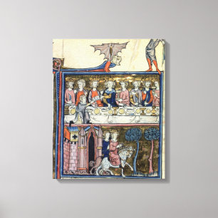 Ms Fr 95 f.326 King Arthur and his Knights around Canvas Print