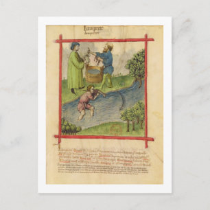 Ms Lat 9333 f.82 Fishing for Eels, from 'Tacuinum Postcard