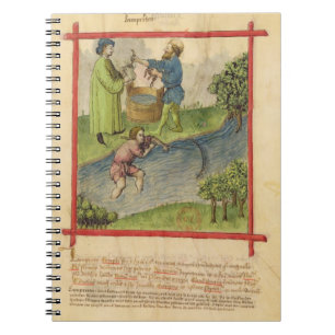 Ms Lat 9333 f.82 Fishing for Eels, from 'Tacuinum Spiral Notebook