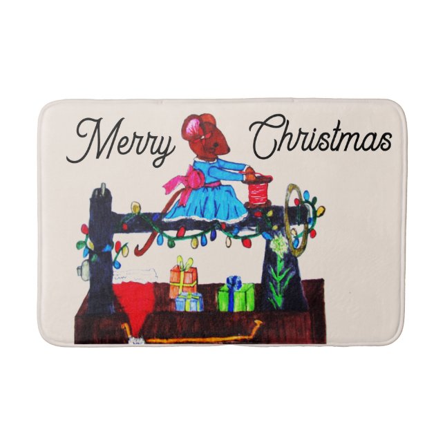 MS. MOUSE MAKES A SANTA HAT  BATH MAT (Front)