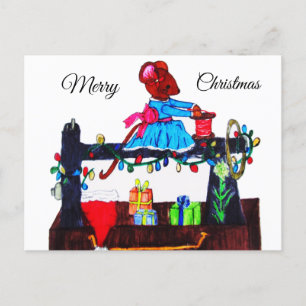 MS. MOUSE MAKES A SANTA HAT  POSTCARD