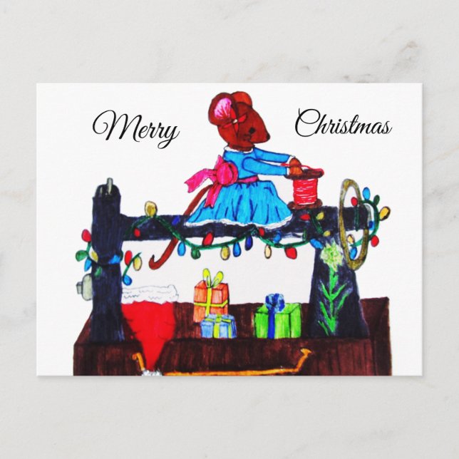 MS. MOUSE MAKES A SANTA HAT  POSTCARD (Front)