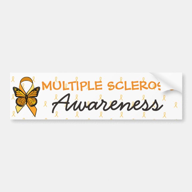 MS Multiple Sclerosis Awareness Ribbon Bumper Sticker (Front)