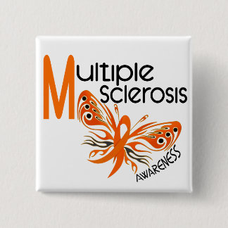 MS Multiple Sclerosis BUTTERFLY 3.1 15 Cm Square Badge