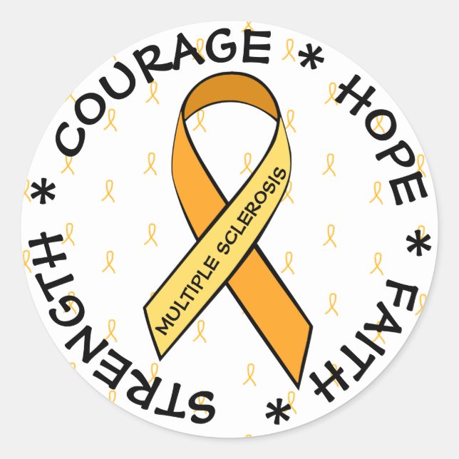 MS Multiple Sclerosis ORANGE Ribbon Sticker (Front)