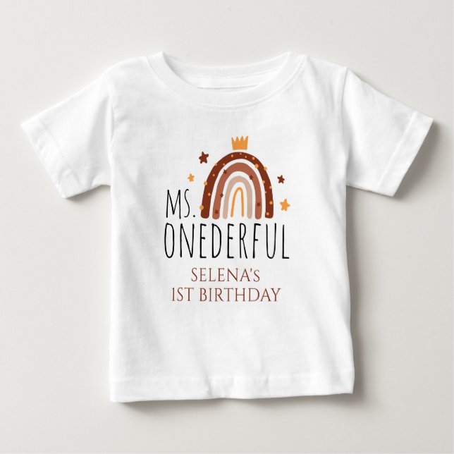 MS Onederful Terracotta Rainbow 1st Birthday  Baby T-Shirt (Front)