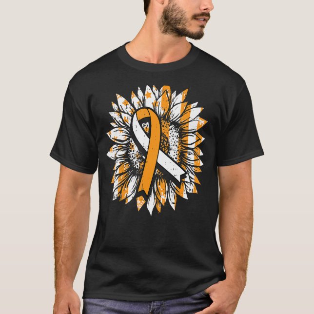 Ms Orange Ribbon Multiple Sclerosis Awareness Sunf T-Shirt (Front)