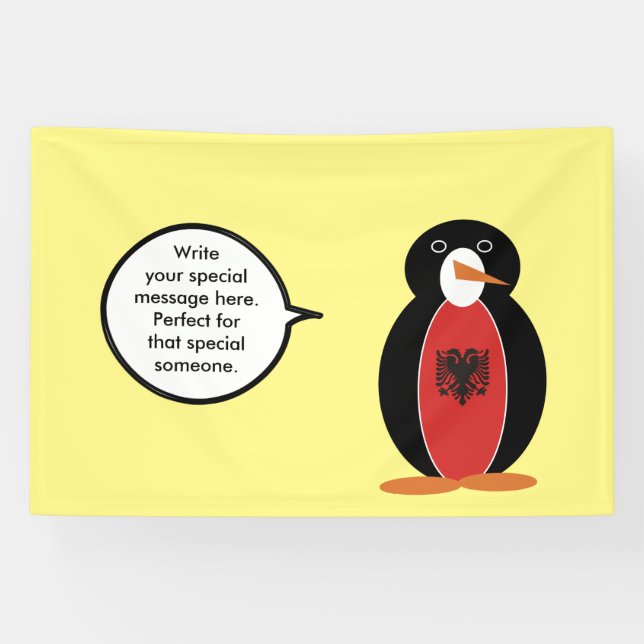 Ms Penguin Albanian Flag Talks Banner (Horizontal)